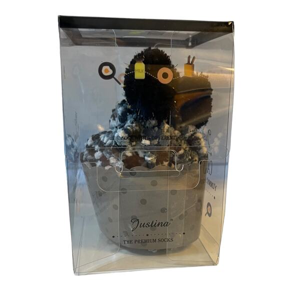 2 Pairs Black White Gray Soft Cupcake Socks One Size - Picture 2 of 10